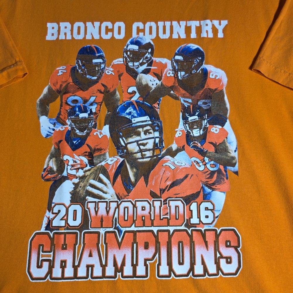 Denver Broncos Super Bowl 50 Champions T-Shirt Mens XL Orange 2016 NFL